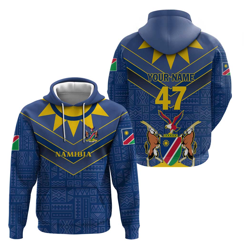 Namibia National Emblem Hoodie Sporty Style with Traditional Patterns