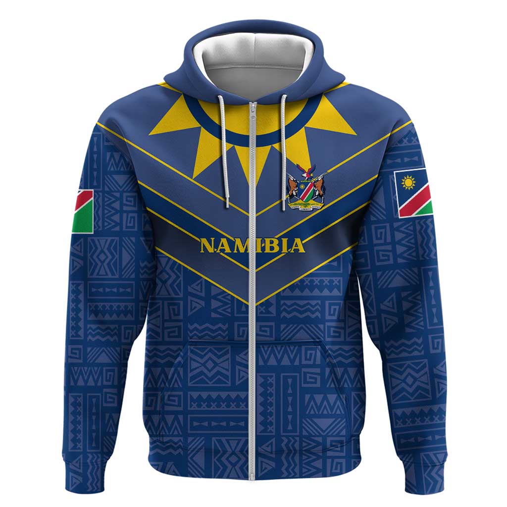Namibia National Emblem Hoodie Sporty Style with Traditional Patterns