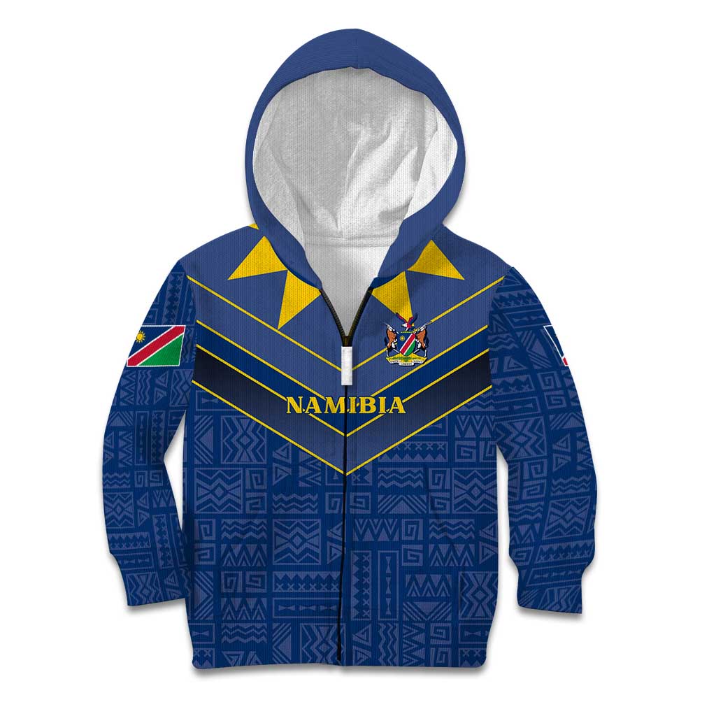 Namibia National Emblem Kid Hoodie Sporty Style with Traditional Patterns