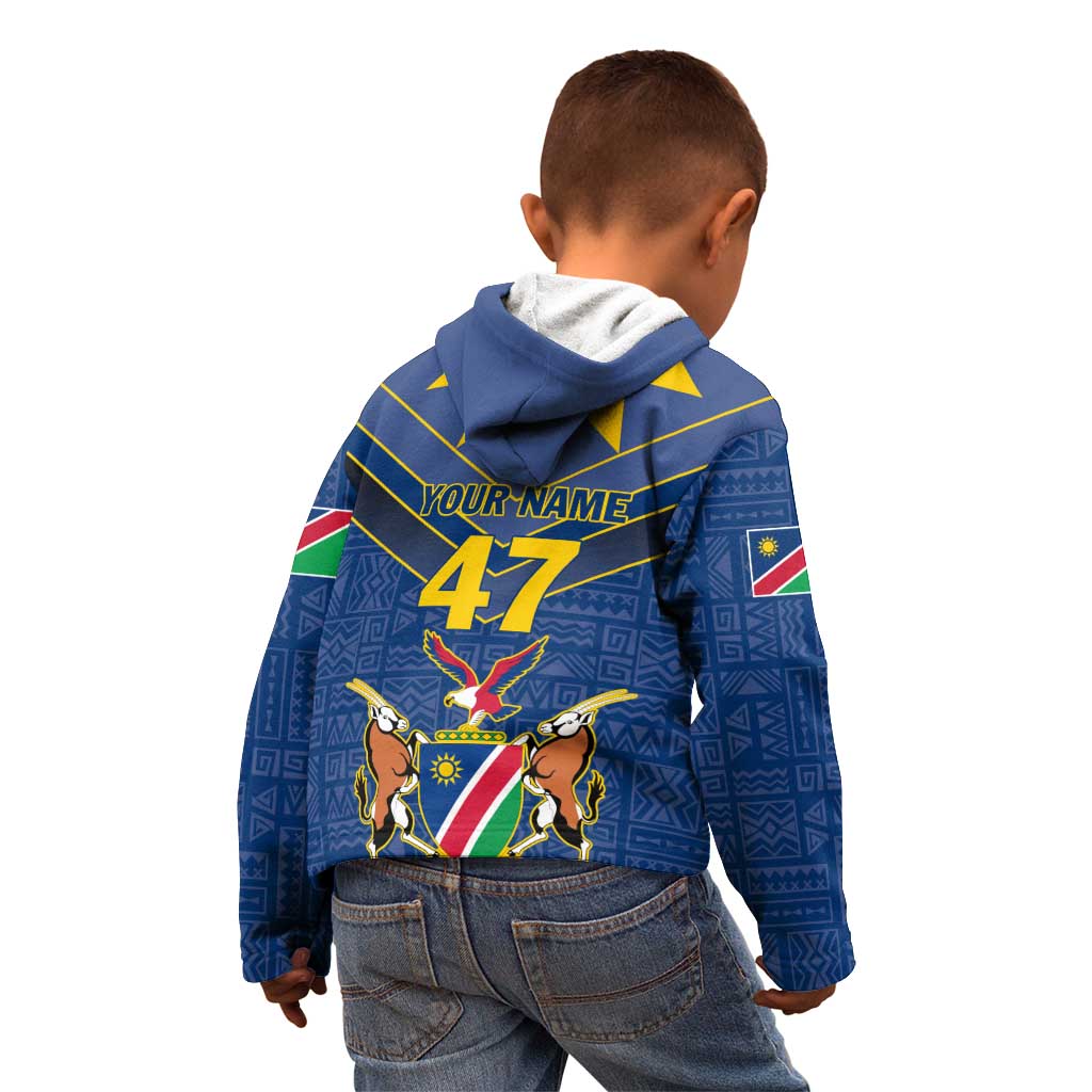 Namibia National Emblem Kid Hoodie Sporty Style with Traditional Patterns
