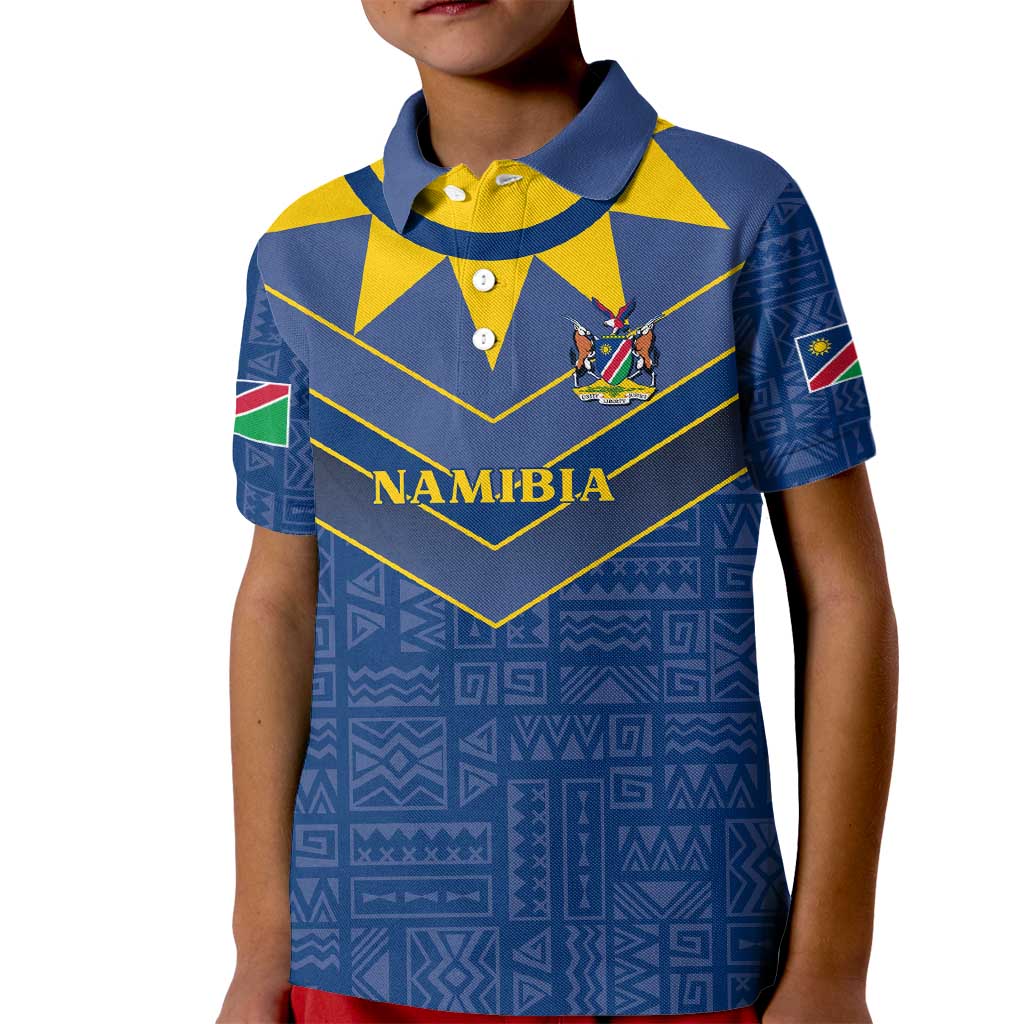 Namibia National Emblem Kid Polo Shirt Sporty Style with Traditional Patterns