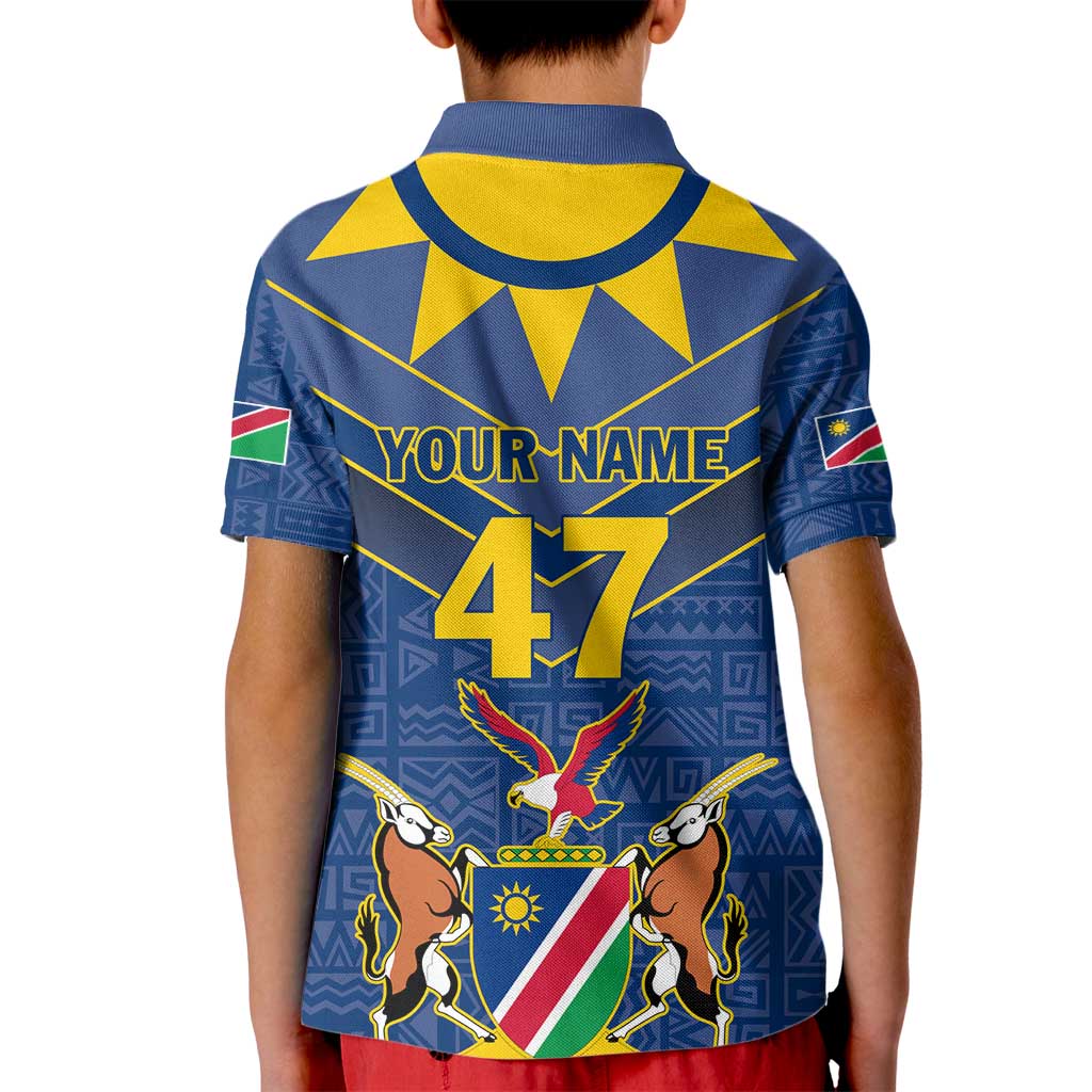 Namibia National Emblem Kid Polo Shirt Sporty Style with Traditional Patterns
