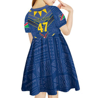 Namibia National Emblem Kid Short Sleeve Dress Sporty Style with Traditional Patterns