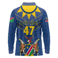Namibia National Emblem Long Sleeve Polo Shirt Sporty Style with Traditional Patterns