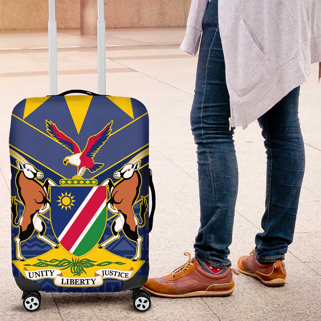 Namibia National Emblem Luggage Cover Sporty Style with Traditional Patterns
