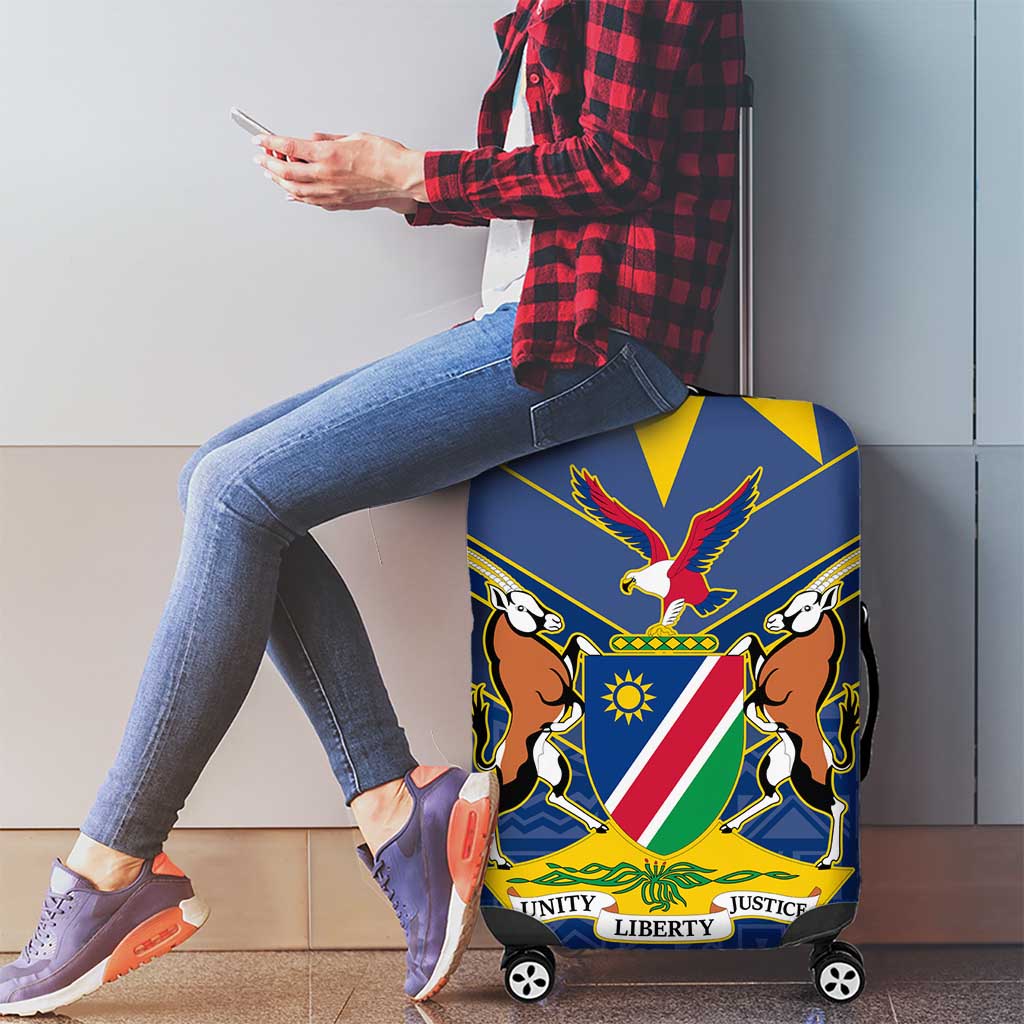 Namibia National Emblem Luggage Cover Sporty Style with Traditional Patterns