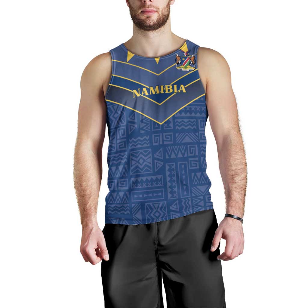Namibia National Emblem Men Tank Top Sporty Style with Traditional Patterns
