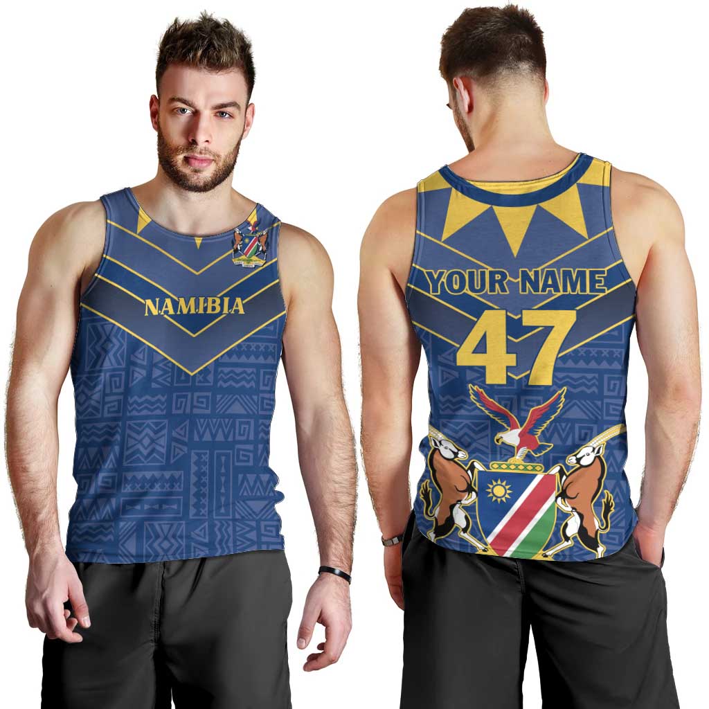 Namibia National Emblem Men Tank Top Sporty Style with Traditional Patterns