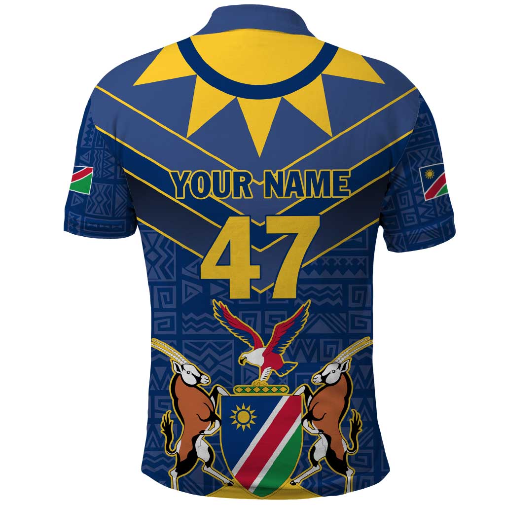 Namibia National Emblem Polo Shirt Sporty Style with Traditional Patterns