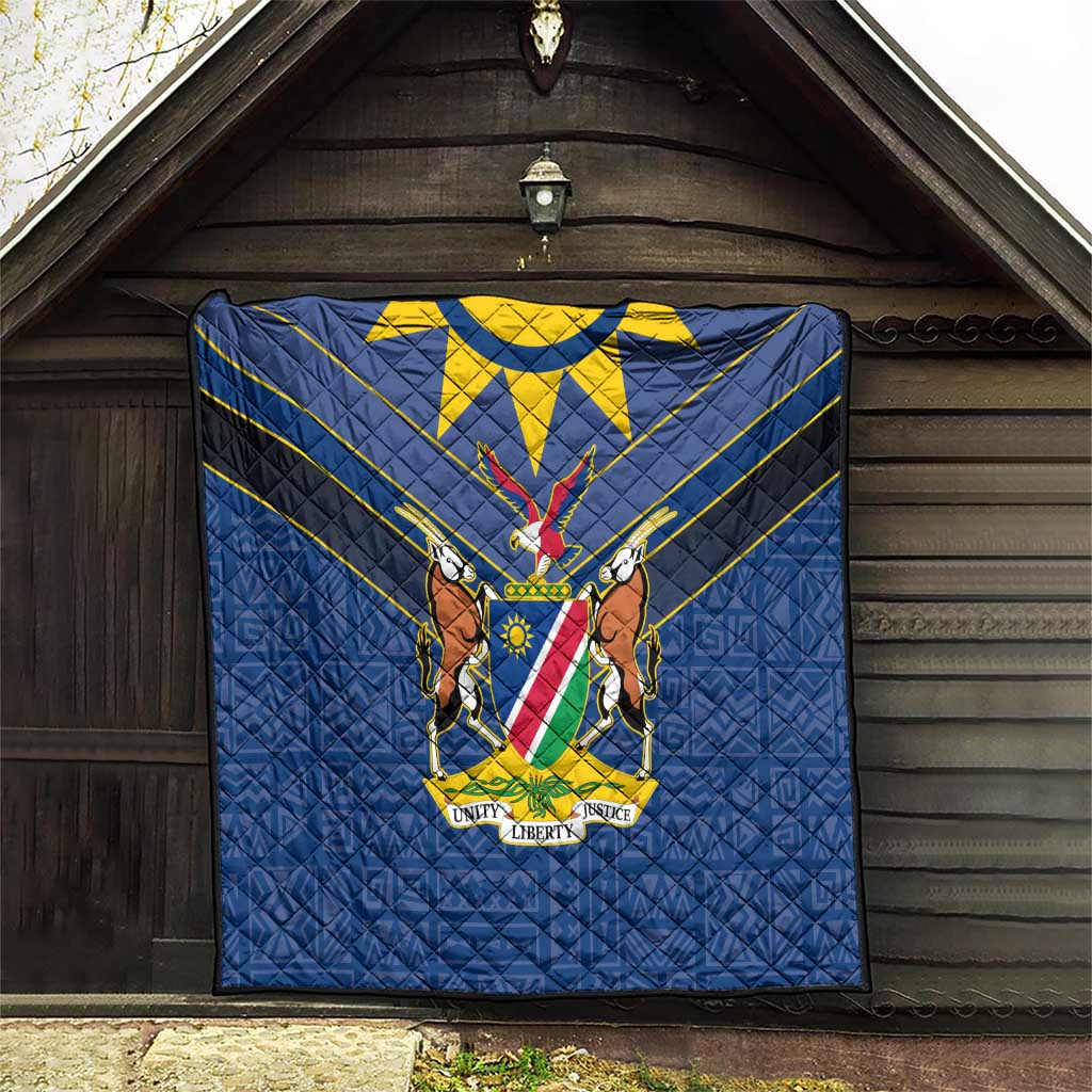 Namibia National Emblem Quilt Sporty Style with Traditional Patterns