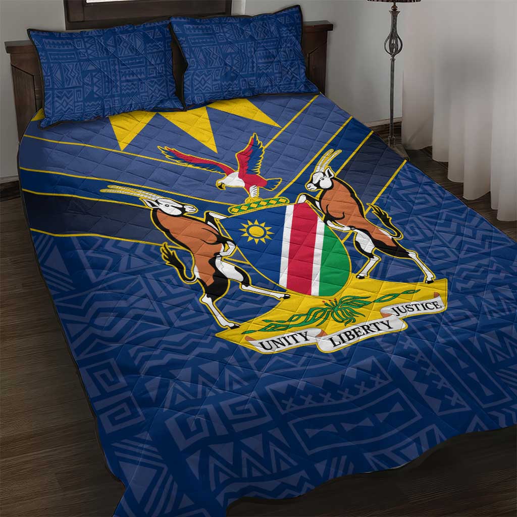 Namibia National Emblem Quilt Bed Set Sporty Style with Traditional Patterns