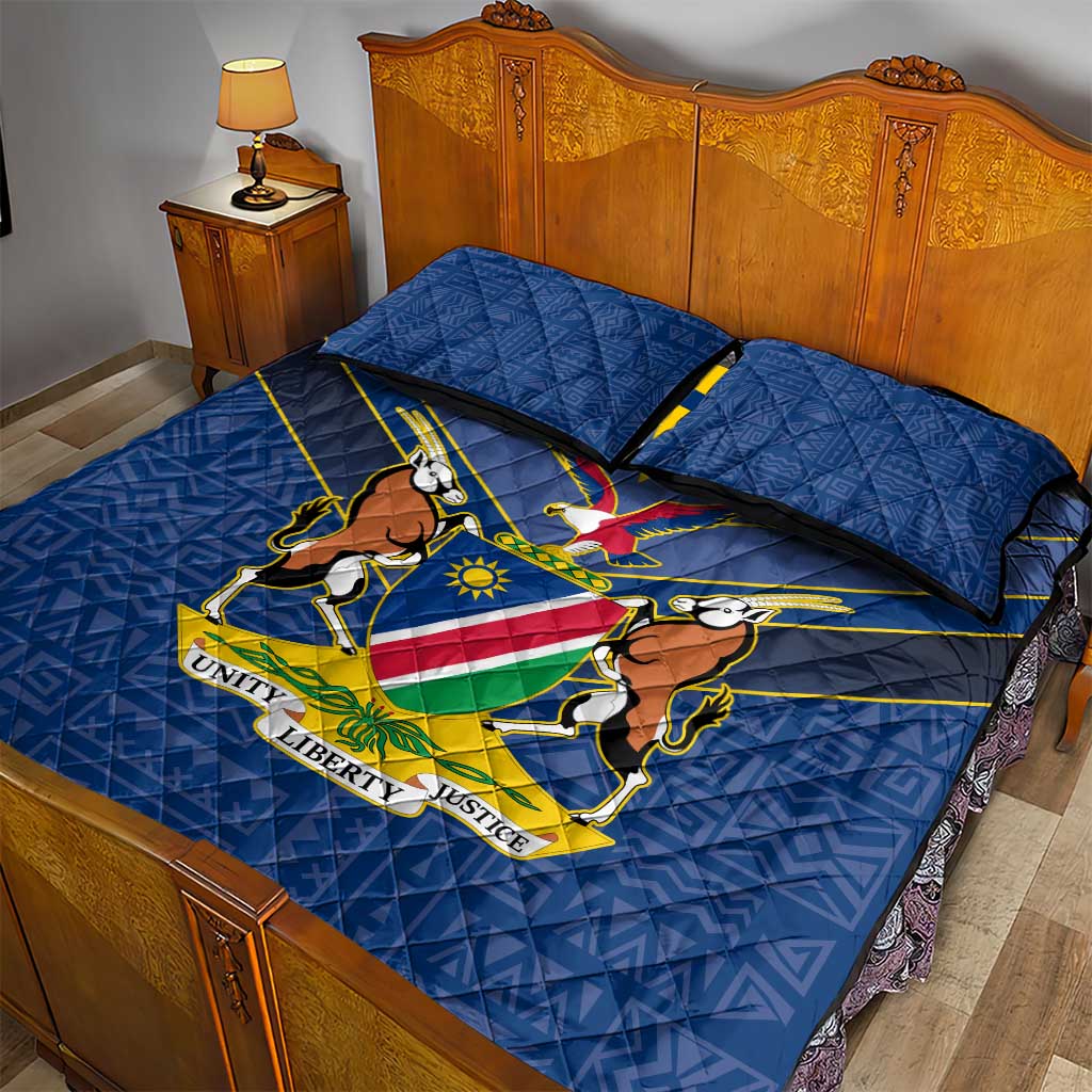 Namibia National Emblem Quilt Bed Set Sporty Style with Traditional Patterns