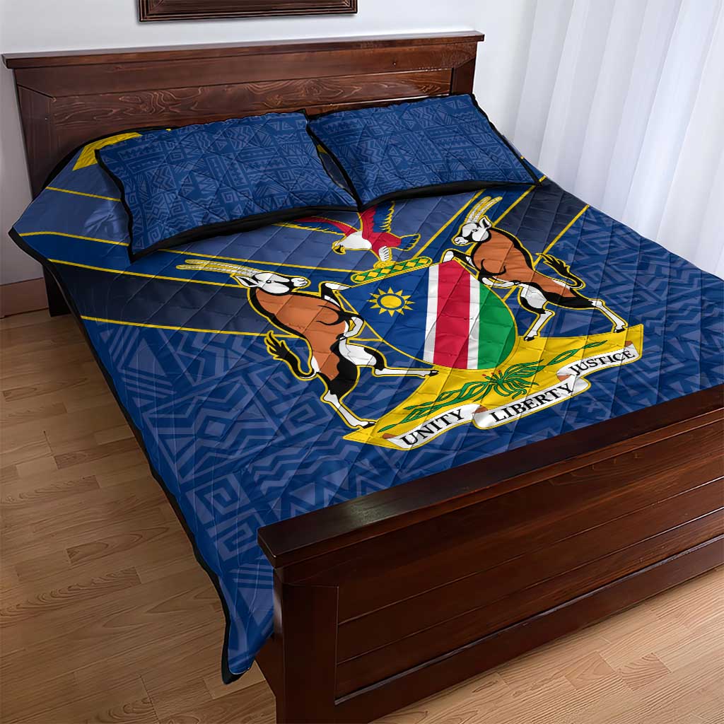 Namibia National Emblem Quilt Bed Set Sporty Style with Traditional Patterns