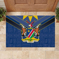 Namibia National Emblem Rubber Doormat Sporty Style with Traditional Patterns