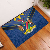 Namibia National Emblem Rubber Doormat Sporty Style with Traditional Patterns