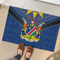 Namibia National Emblem Rubber Doormat Sporty Style with Traditional Patterns