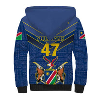 Namibia National Emblem Sherpa Hoodie Sporty Style with Traditional Patterns