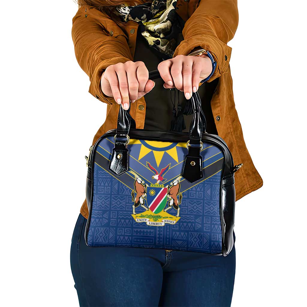 Namibia National Emblem Shoulder Handbag Sporty Style with Traditional Patterns