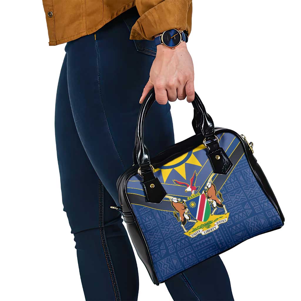 Namibia National Emblem Shoulder Handbag Sporty Style with Traditional Patterns