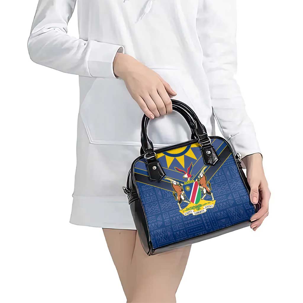 Namibia National Emblem Shoulder Handbag Sporty Style with Traditional Patterns