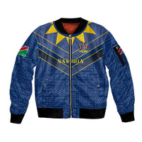 Namibia National Emblem Sleeve Zip Bomber Jacket Sporty Style with Traditional Patterns