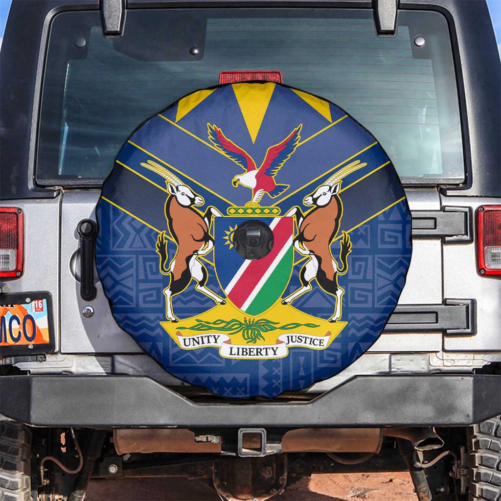 Namibia National Emblem Spare Tire Cover Sporty Style with Traditional Patterns