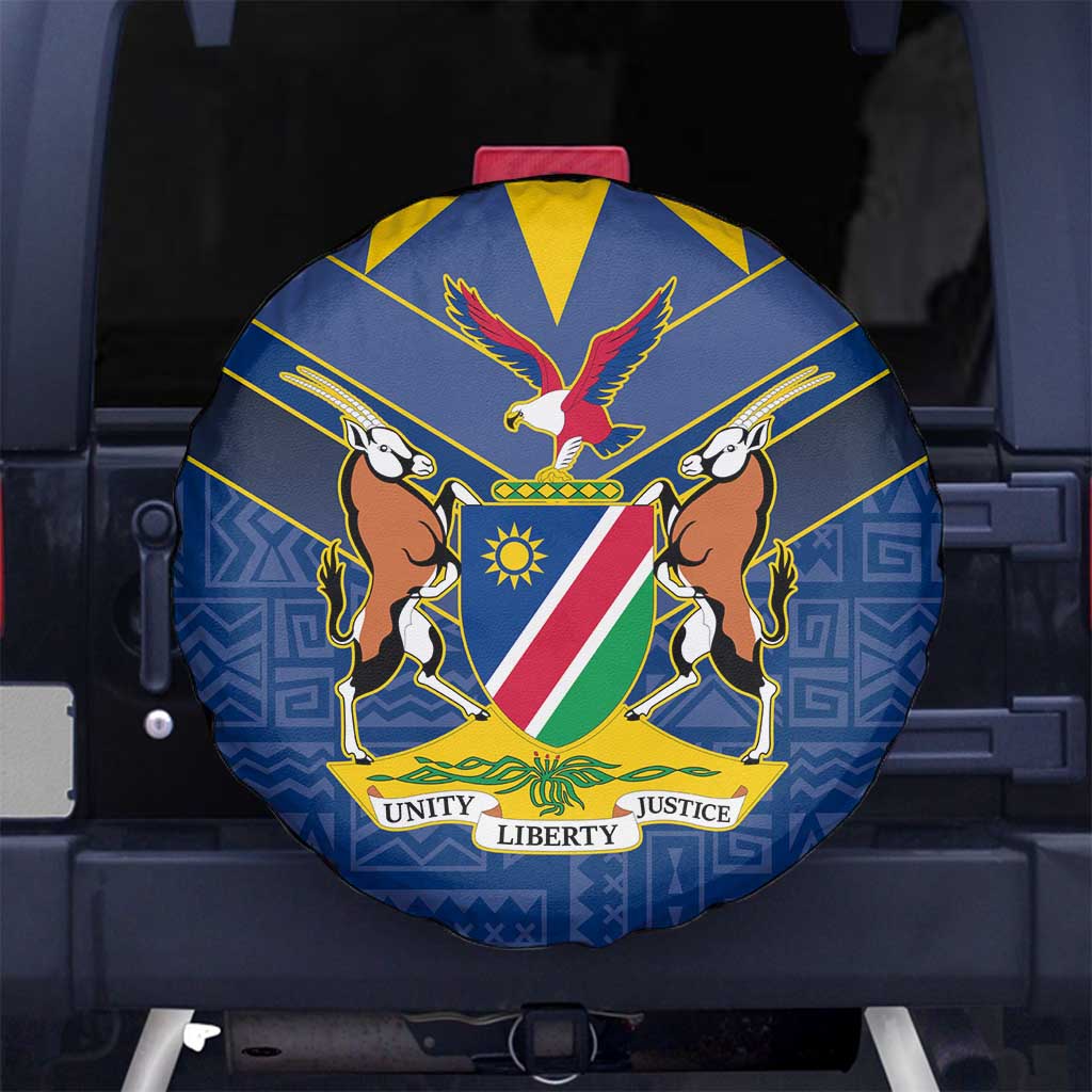 Namibia National Emblem Spare Tire Cover Sporty Style with Traditional Patterns