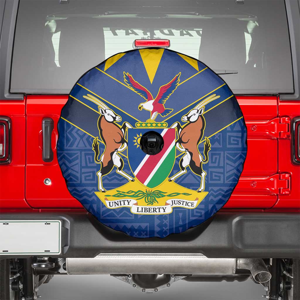 Namibia National Emblem Spare Tire Cover Sporty Style with Traditional Patterns