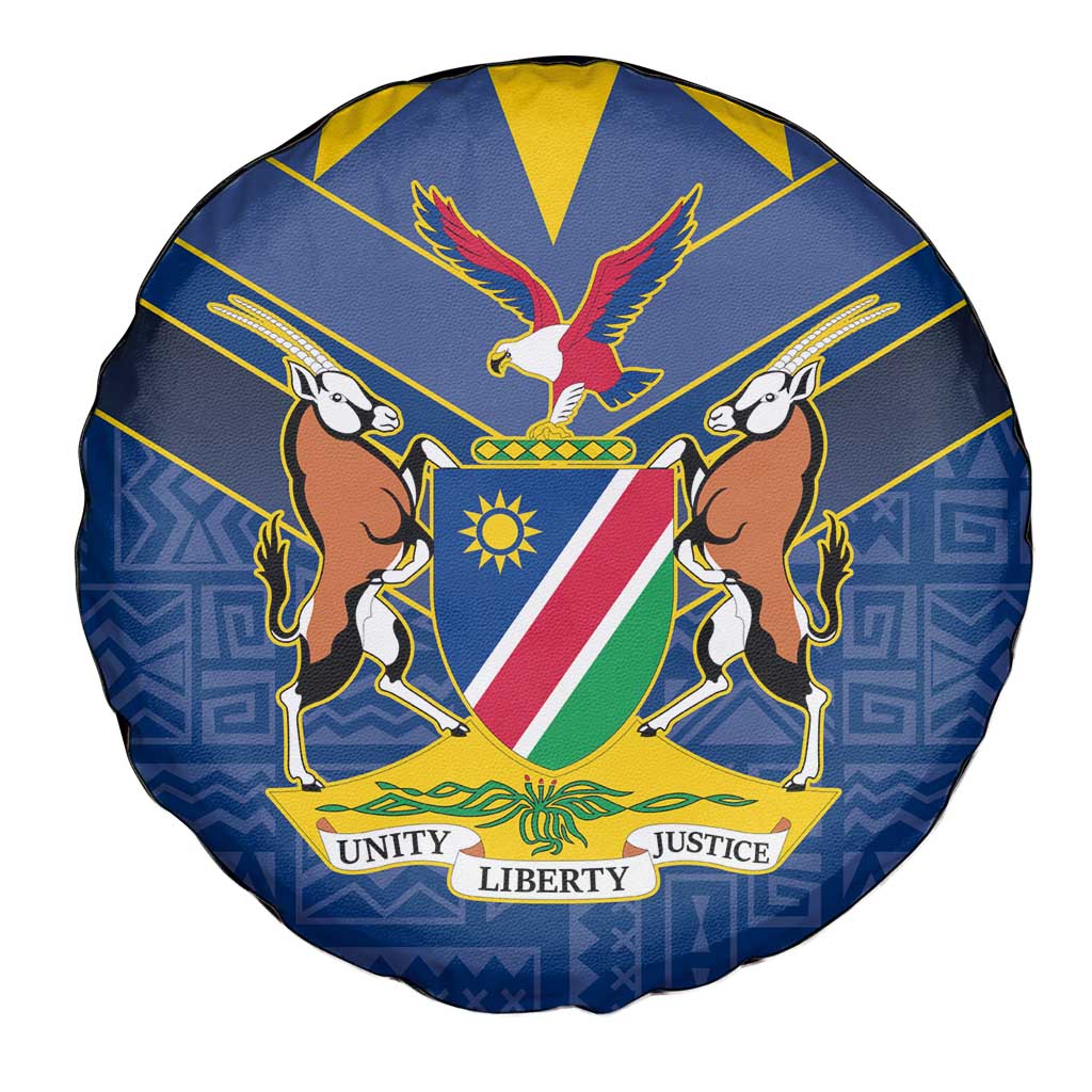 Namibia National Emblem Spare Tire Cover Sporty Style with Traditional Patterns