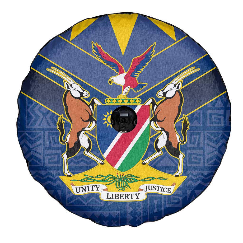 Namibia National Emblem Spare Tire Cover Sporty Style with Traditional Patterns