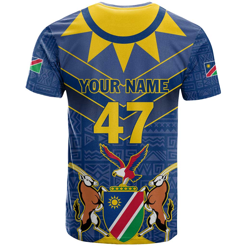 Namibia National Emblem T Shirt Sporty Style with Traditional Patterns