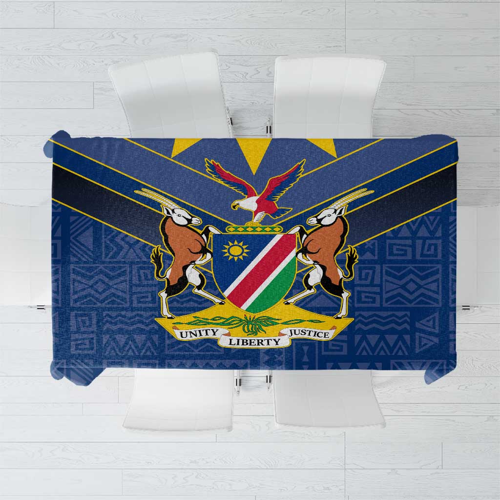 Namibia National Emblem Tablecloth Sporty Style with Traditional Patterns