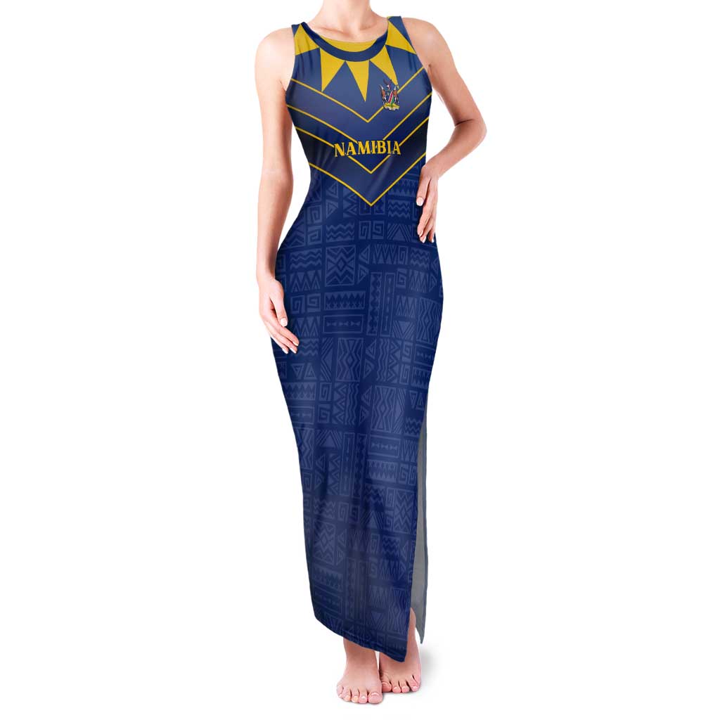 Namibia National Emblem Tank Maxi Dress Sporty Style with Traditional Patterns