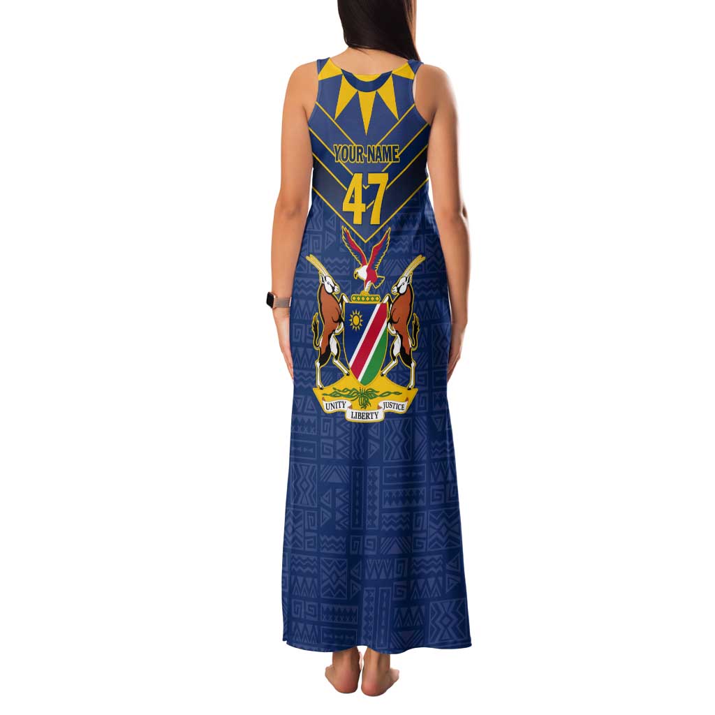Namibia National Emblem Tank Maxi Dress Sporty Style with Traditional Patterns