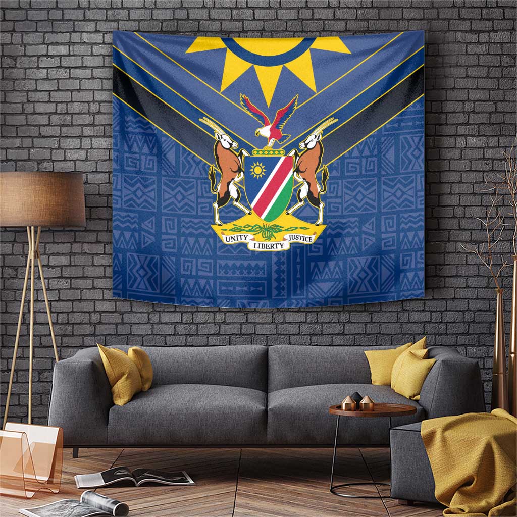 Namibia National Emblem Tapestry Sporty Style with Traditional Patterns