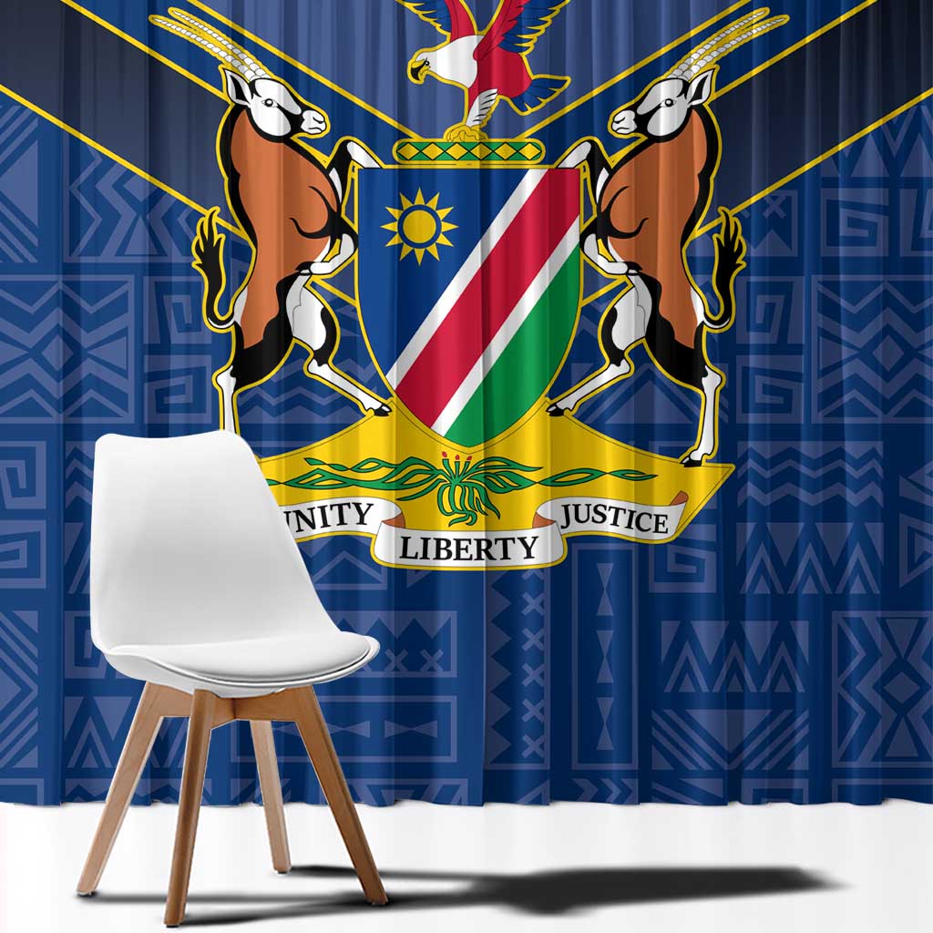 Namibia National Emblem Window Curtain Sporty Style with Traditional Patterns