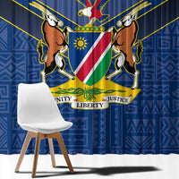 Namibia National Emblem Window Curtain Sporty Style with Traditional Patterns