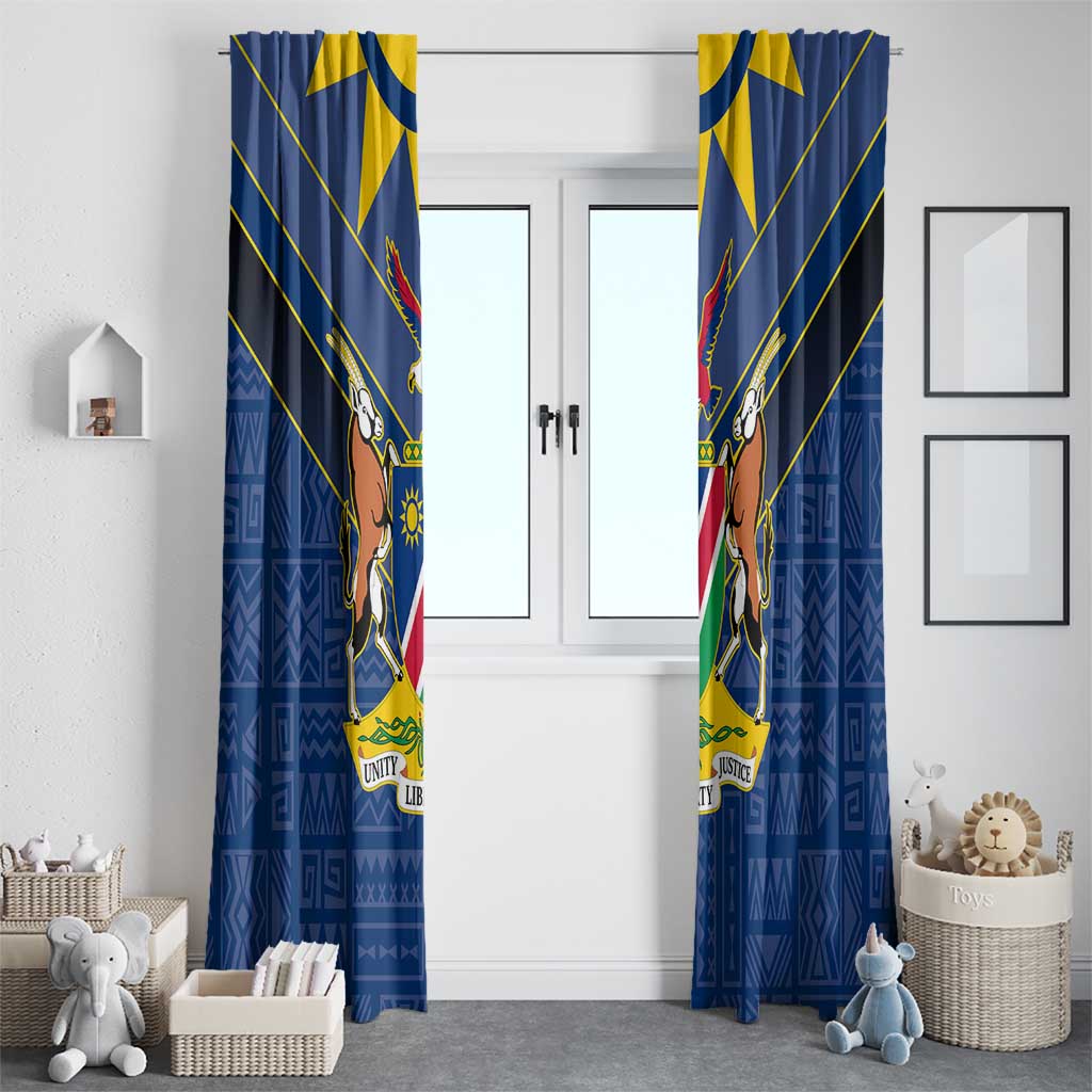 Namibia National Emblem Window Curtain Sporty Style with Traditional Patterns