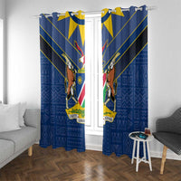 Namibia National Emblem Window Curtain Sporty Style with Traditional Patterns