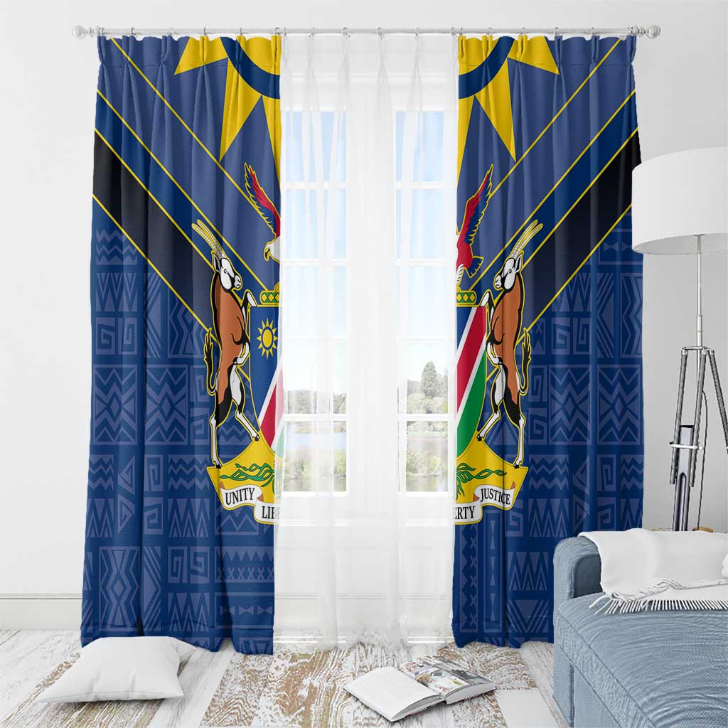 Namibia National Emblem Window Curtain Sporty Style with Traditional Patterns