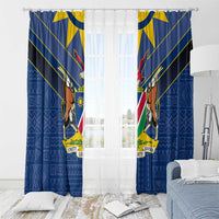Namibia National Emblem Window Curtain Sporty Style with Traditional Patterns