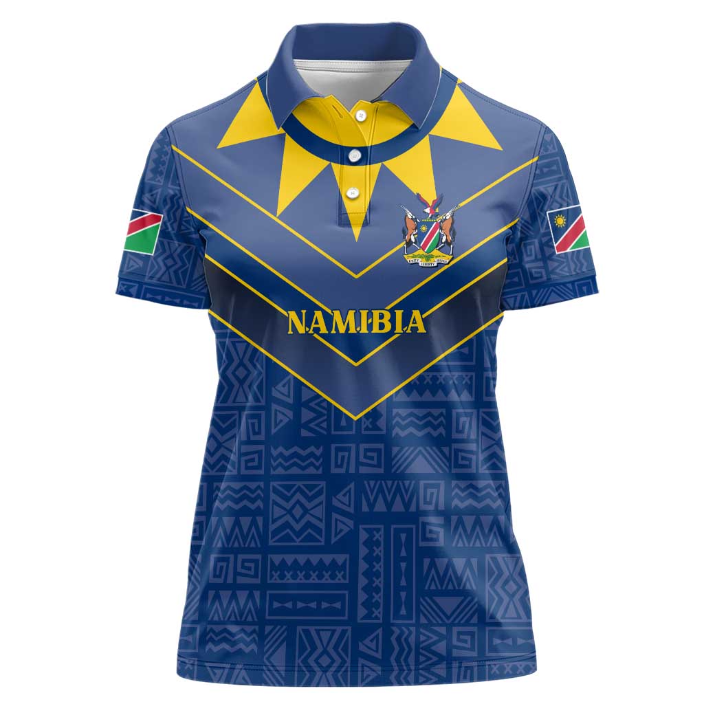 Namibia National Emblem Women Polo Shirt Sporty Style with Traditional Patterns