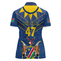 Namibia National Emblem Women Polo Shirt Sporty Style with Traditional Patterns
