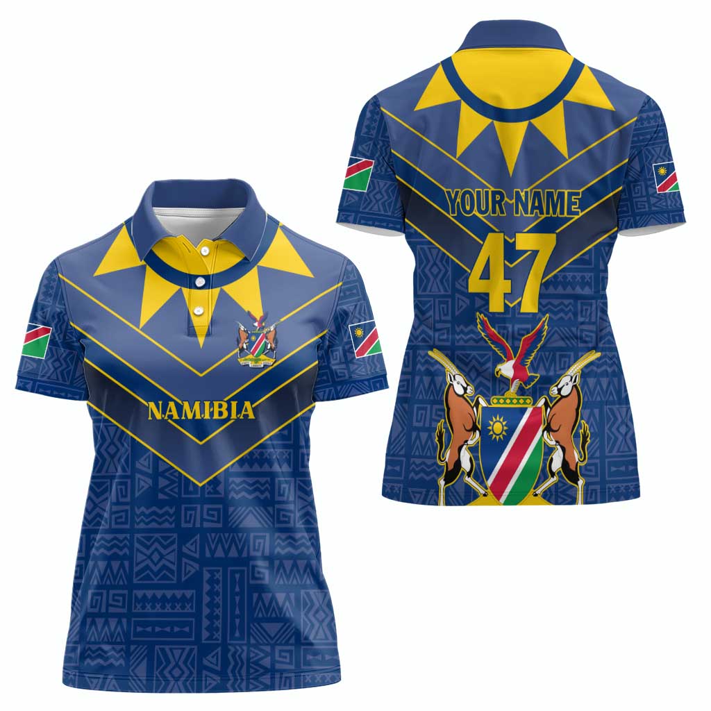 Namibia National Emblem Women Polo Shirt Sporty Style with Traditional Patterns