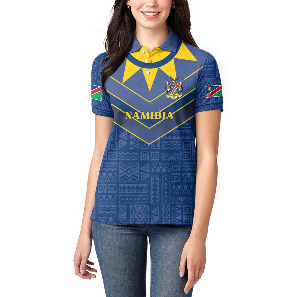 Namibia National Emblem Women Polo Shirt Sporty Style with Traditional Patterns