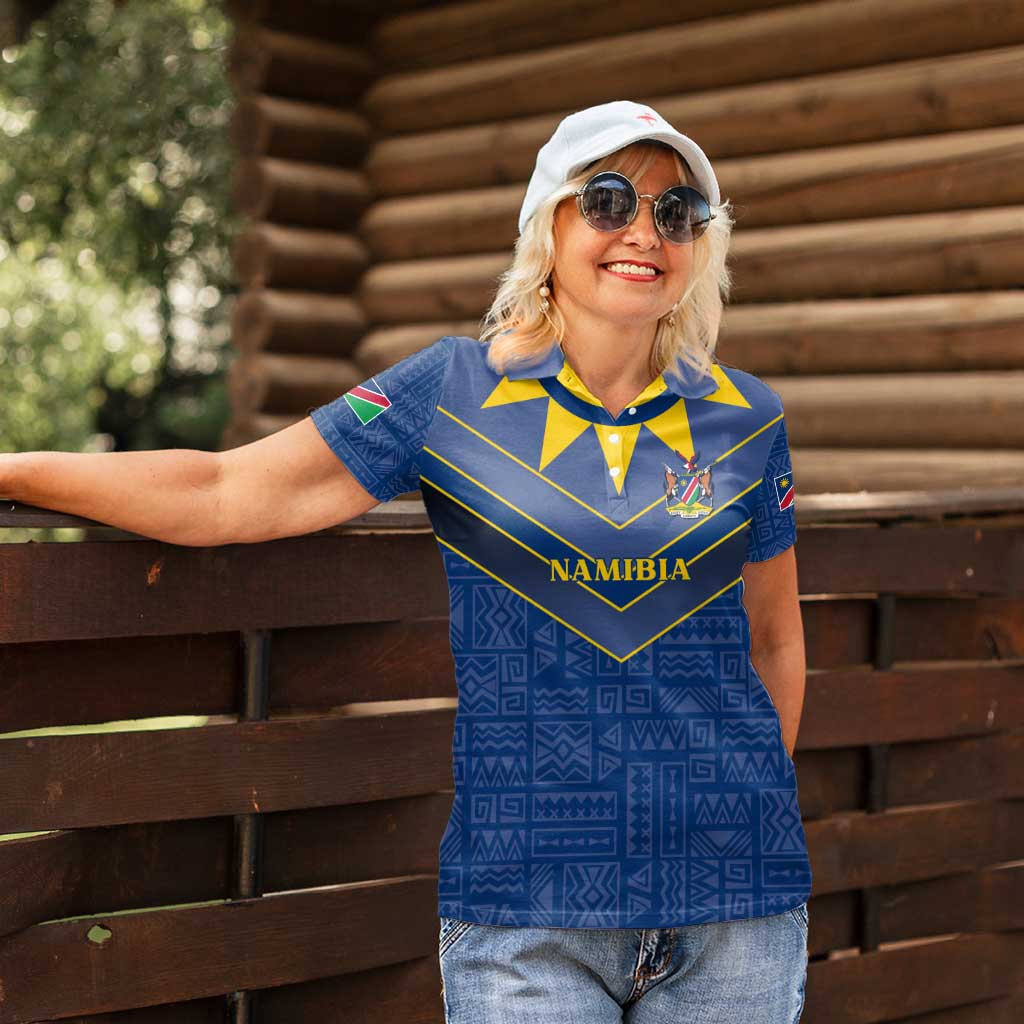 Namibia National Emblem Women Polo Shirt Sporty Style with Traditional Patterns