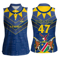 Namibia National Emblem Women Sleeveless Polo Shirt Sporty Style with Traditional Patterns