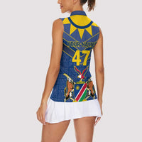 Namibia National Emblem Women Sleeveless Polo Shirt Sporty Style with Traditional Patterns