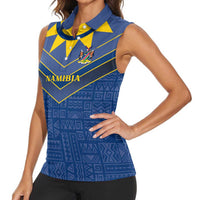 Namibia National Emblem Women Sleeveless Polo Shirt Sporty Style with Traditional Patterns