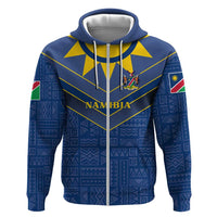 Namibia National Emblem Zip Hoodie Sporty Style with Traditional Patterns